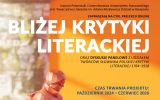 Plakat informujący o cyklu spotkań naukowych odbywających w ramach projektu Bliżej krytyki literackiej, który zaplanowany jest na lata 2024–2026