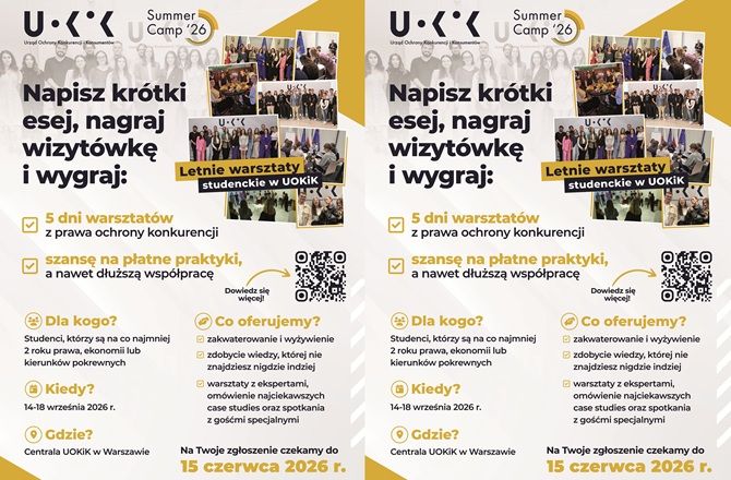 Grafika na temat letnich warsztatów studenckich organizowanych przez UOKiK