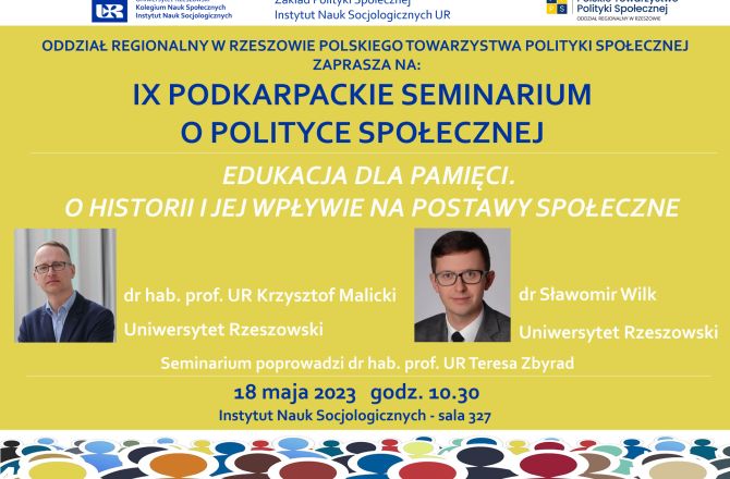 IX PODKARPACKIE SEMINARIUM O POLITYCE SPOŁECZNEJ - PLAKAT
