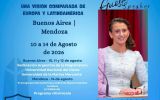 Plakat międzynarodowego kursu „Justicia en los Tribunales – Una visión comparada de Europa y Latinoamérica”, organizowanego w Buenos Aires i Mendozie w dniach 10–14 sierpnia 2026 r., z fotografią zaproszonej prelegentki.