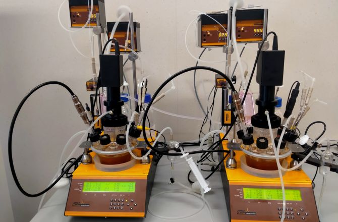 widok dwóch bioreaktorów