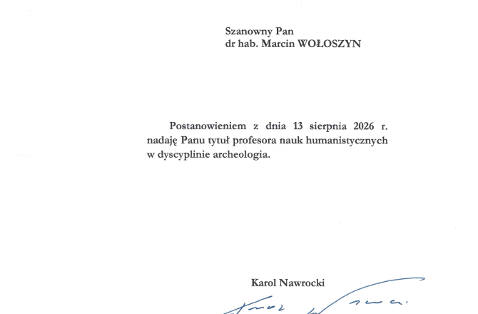 Postanowienie o nadaniu doktorowi habilitowanemu Marcinowi Wołoszynowi tytułu profesora