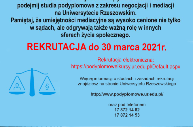 Studia podyplomowe - negocjacje i mediacje