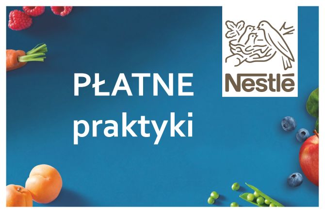 reklama praktyki nestle, owoce na niebiskim tle