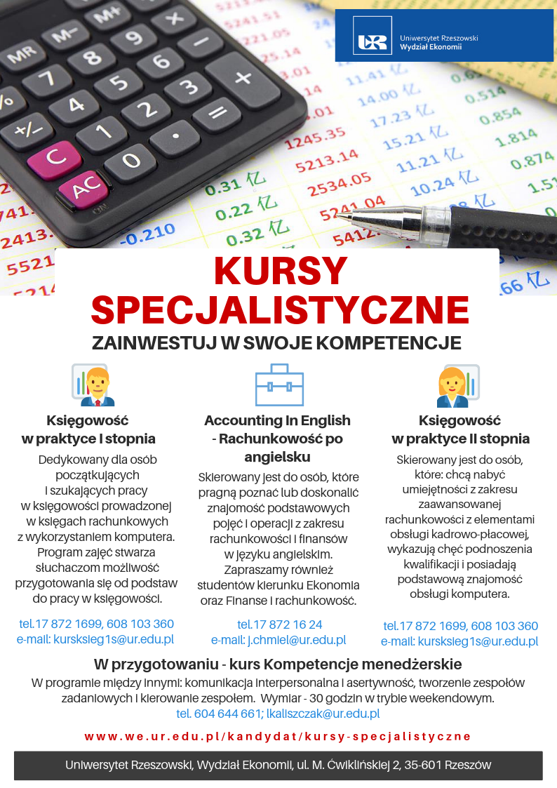 Studia podyplomowe na Wydziale Ekonomii UR