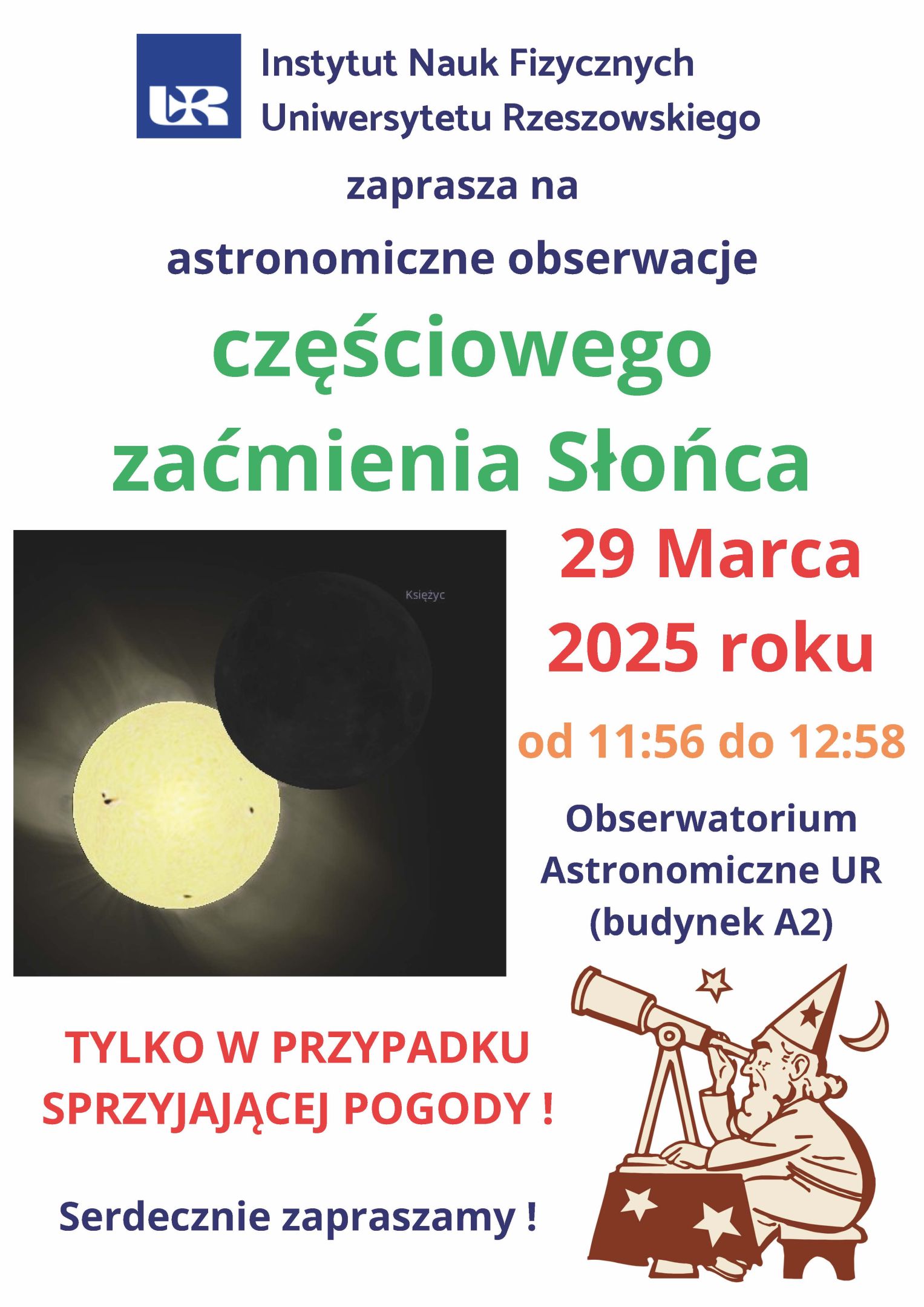 Obraz przedstawia plakat informacyjny dotyczący częściowego zaćmienia Słońca