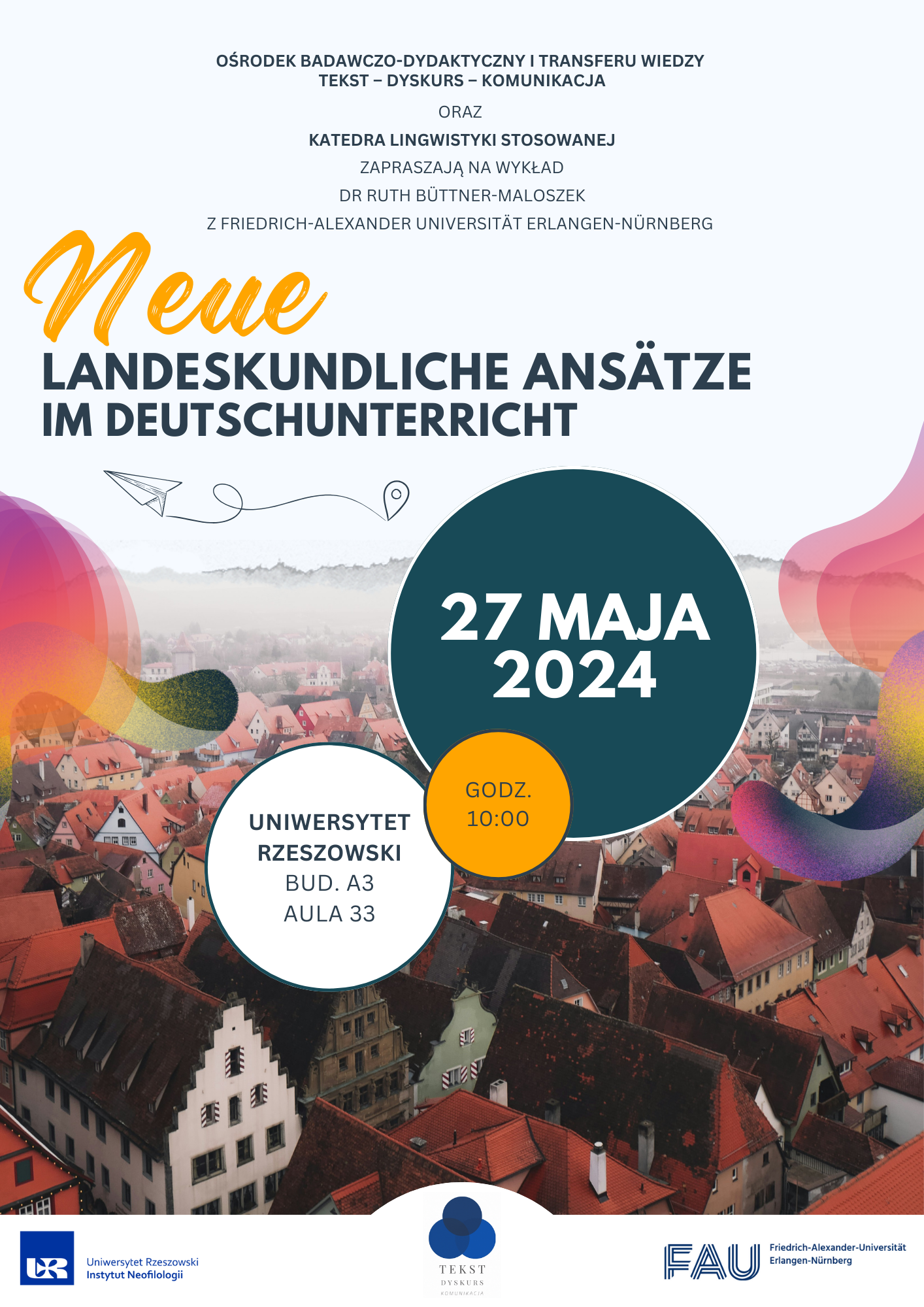 Zaproszenie na wykład dr Ruth Büttner-Maloszek z Friedrich-Alexander Universität Erlangen-Nürnberg, 27 Maja 2024 o godz. 10:00, Budynek A3, Aula 33