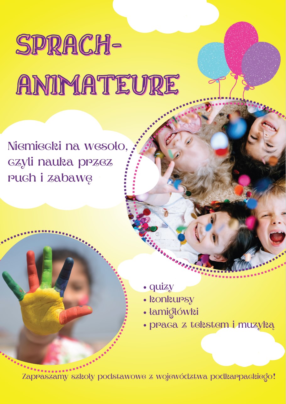 Instytut Lingwistyki Stosowanej we współpracy z Instytutem Goethego w Krakowie  zaprasza do udziału w projekcie:  SPRACHANIMATEURE Niemiecki na wesoło - nauka przez zabawę