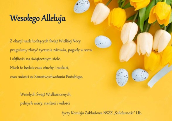 Życzenia Wielkanocne od NSZZ Solidarność