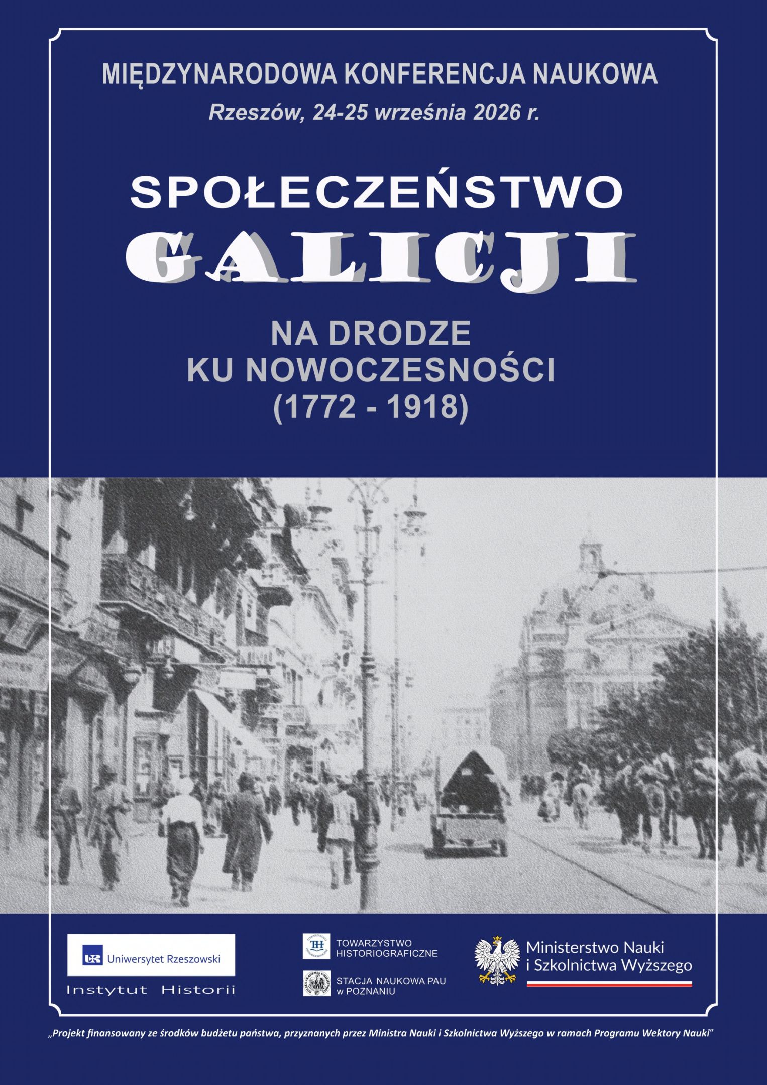 Plakat konferencji Społeczeństwo Galicji na drodze ku nowoczesności (1772-1918)
