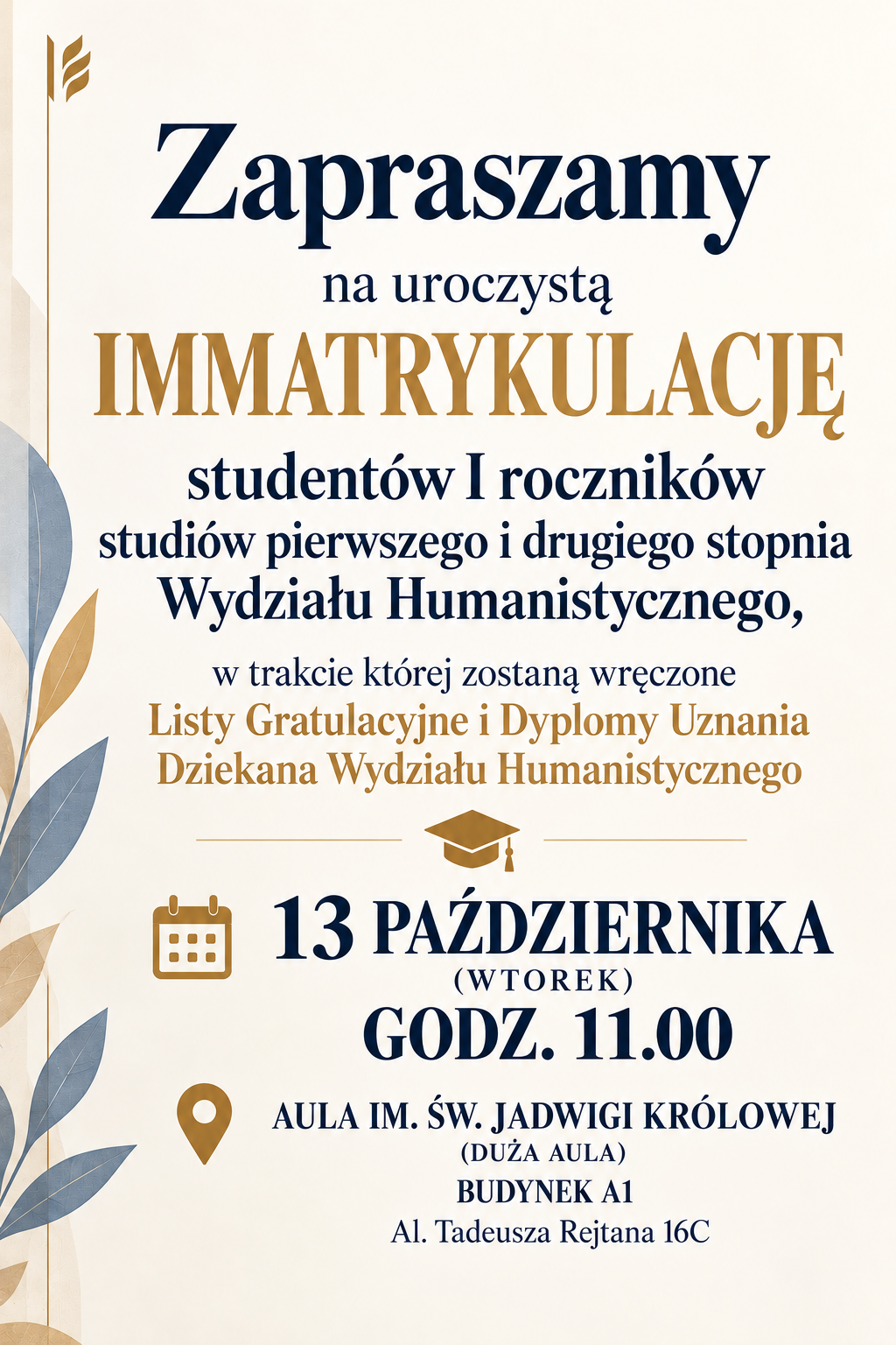 Zaproszenie na Immatrykulację