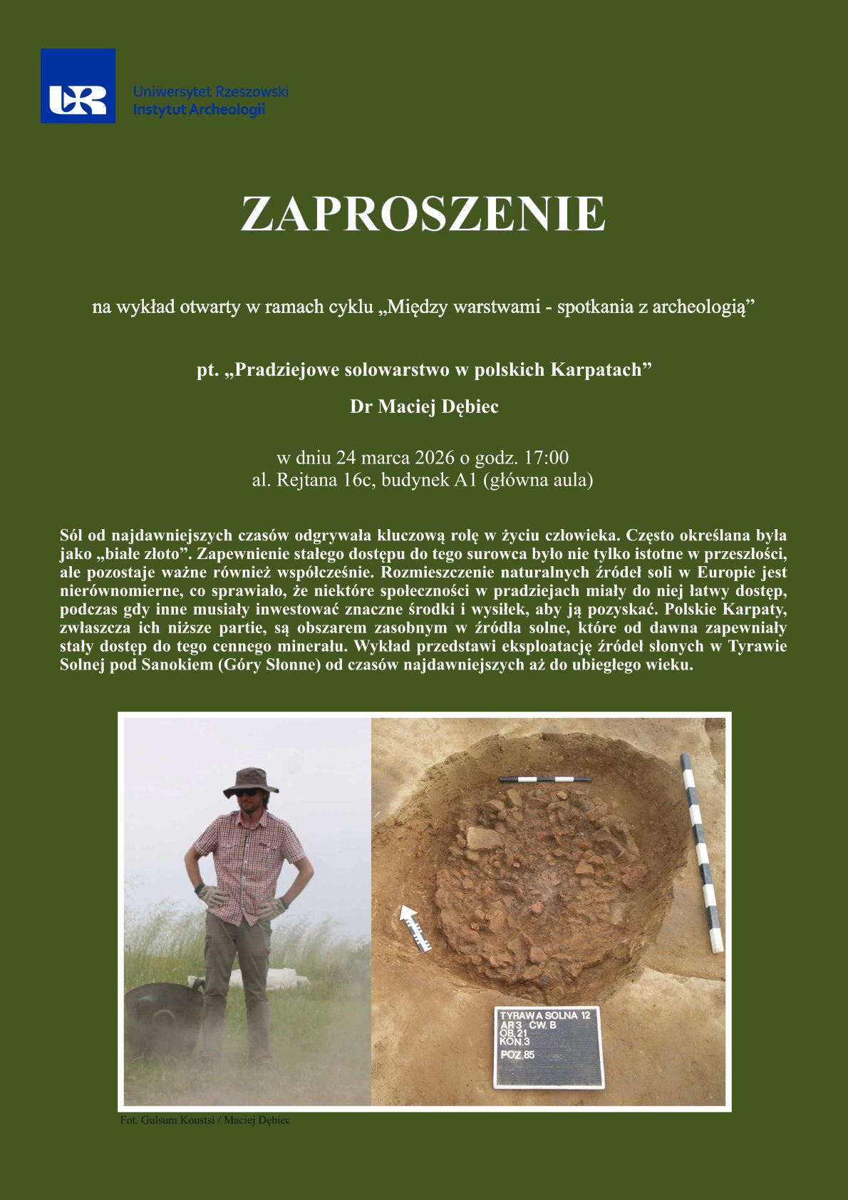 Plakat zaproszenia na wykład otwarty doktora Macieja Dębca