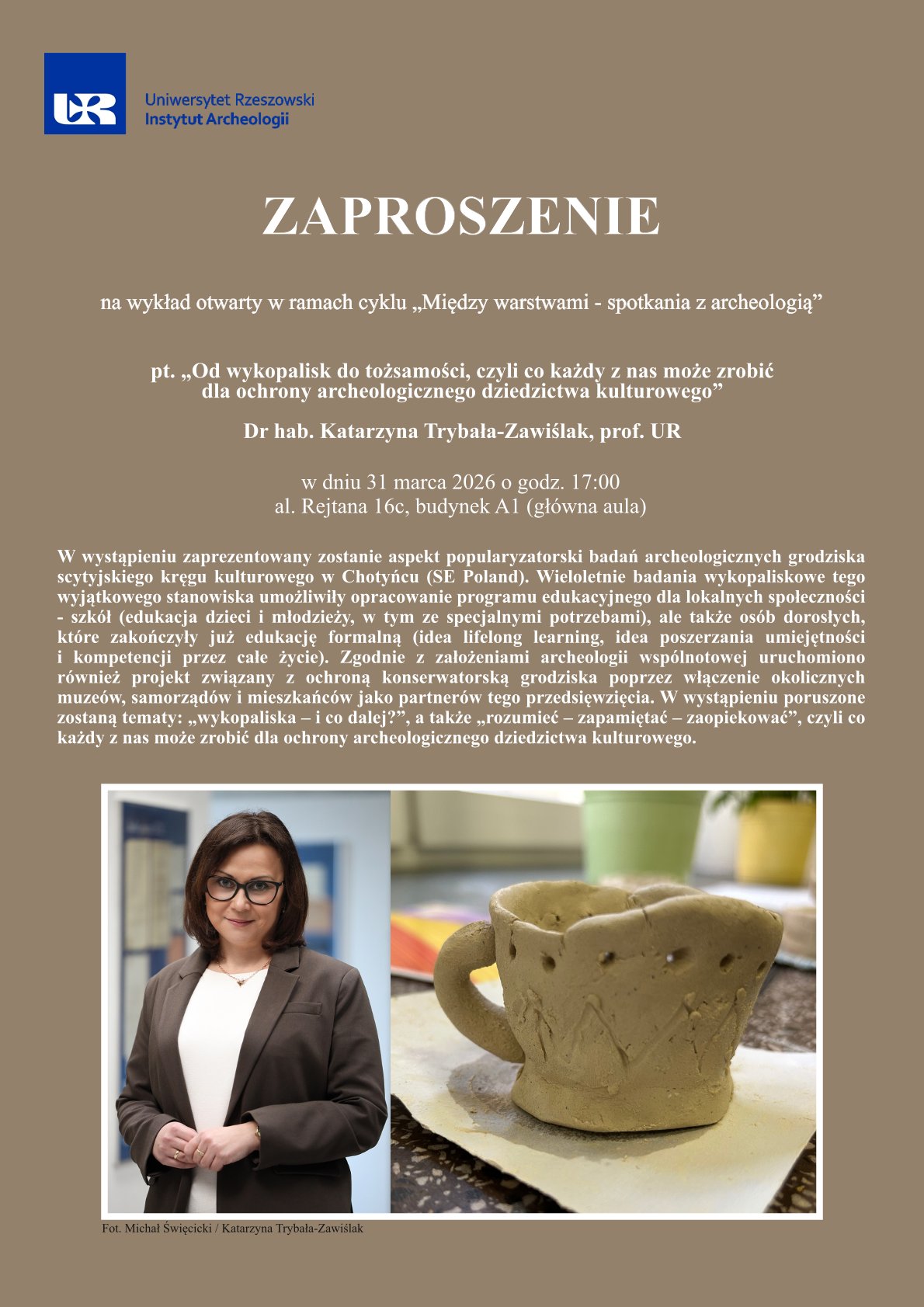 Plakat zaproszenia na wykład prof. K. Trybały-Zawiślak