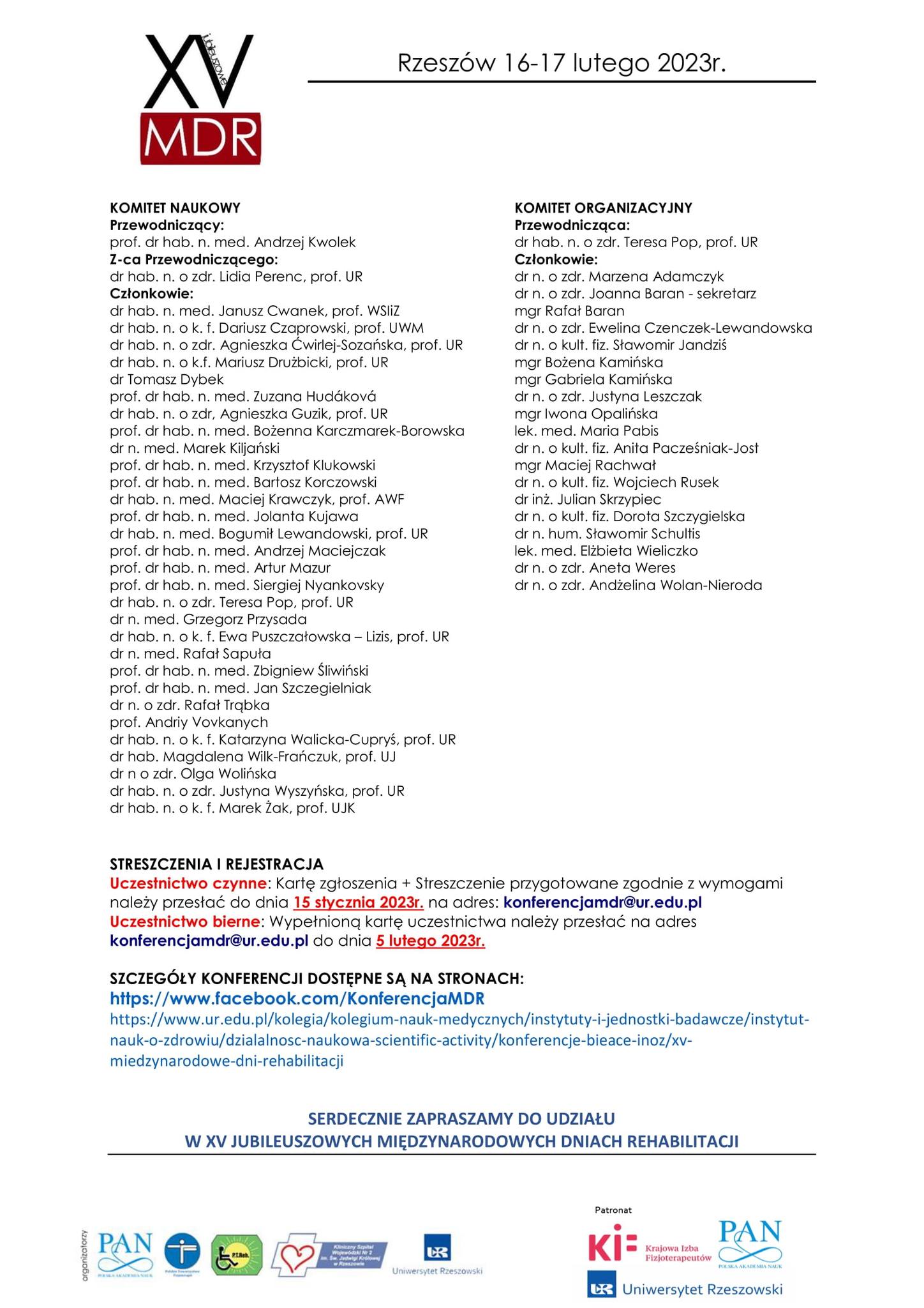 XV jubileuszowe Międzynarodowe Dni Rehabilitacji