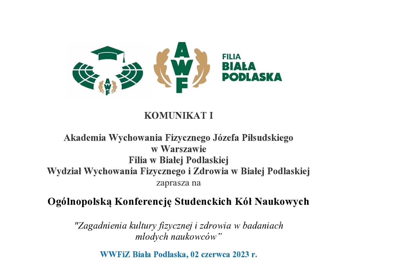 Komunikat 1 konferencji