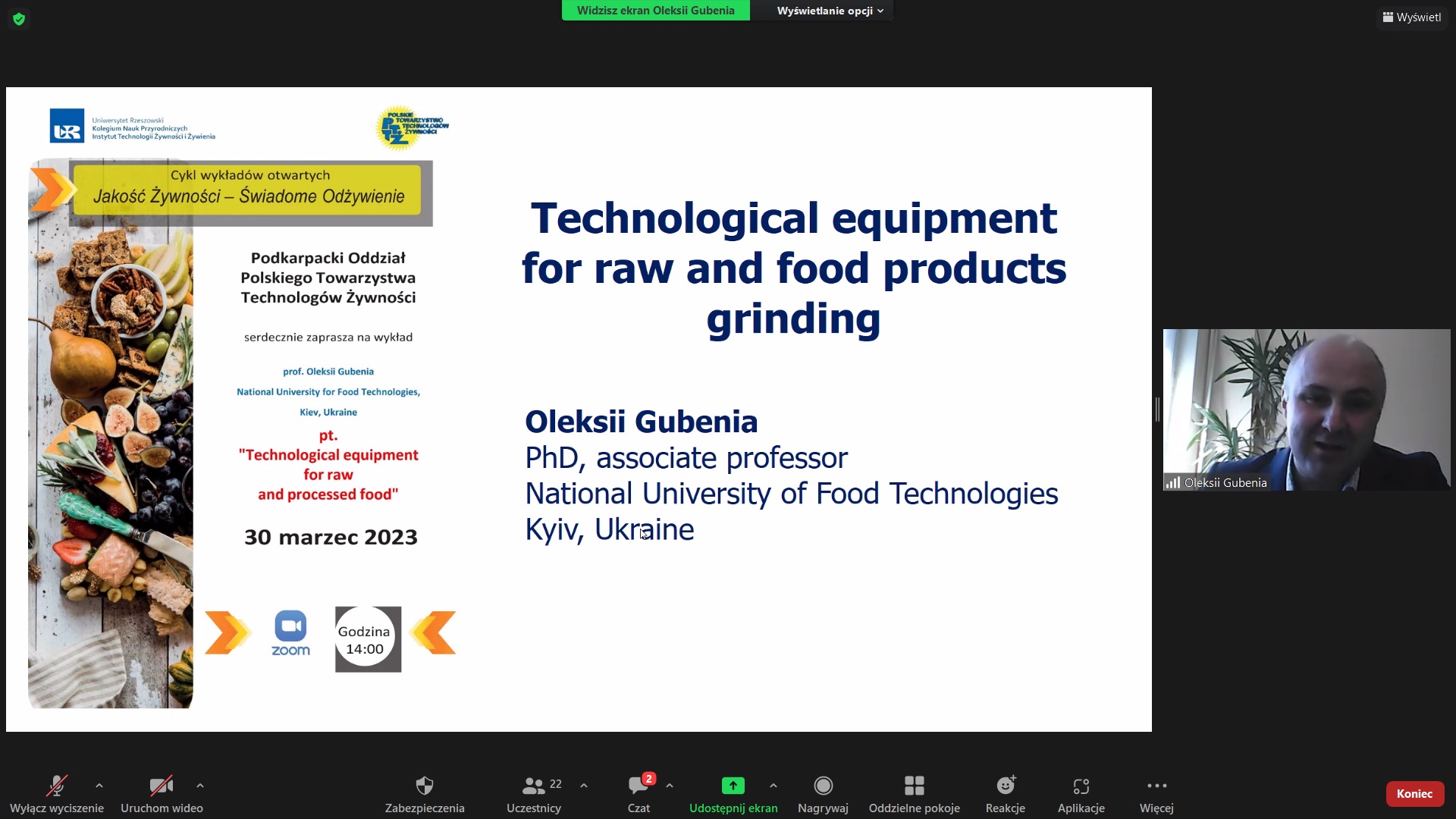 Wykład otwarty Podkarpackiego Towarzystwa Technologów Żywności