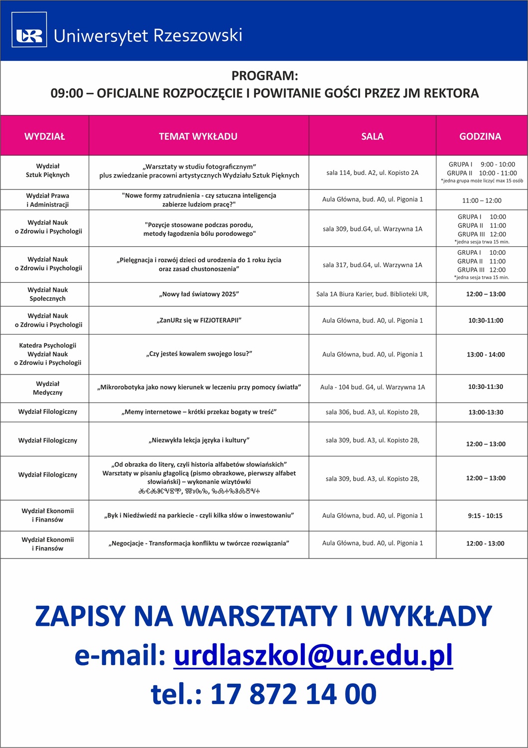 Strona pierwsza programu wykładów 