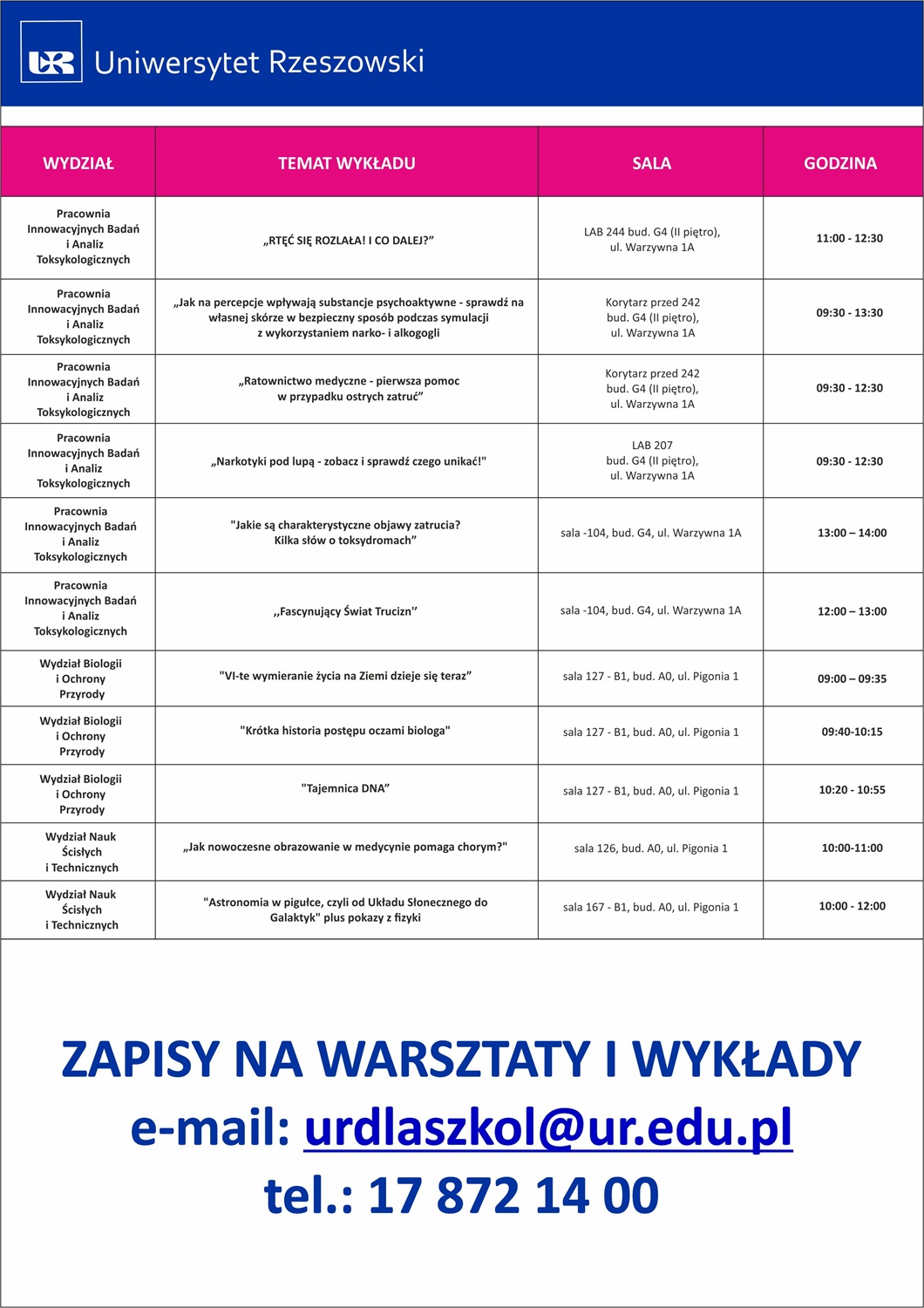 Strona druga programu wykładów 