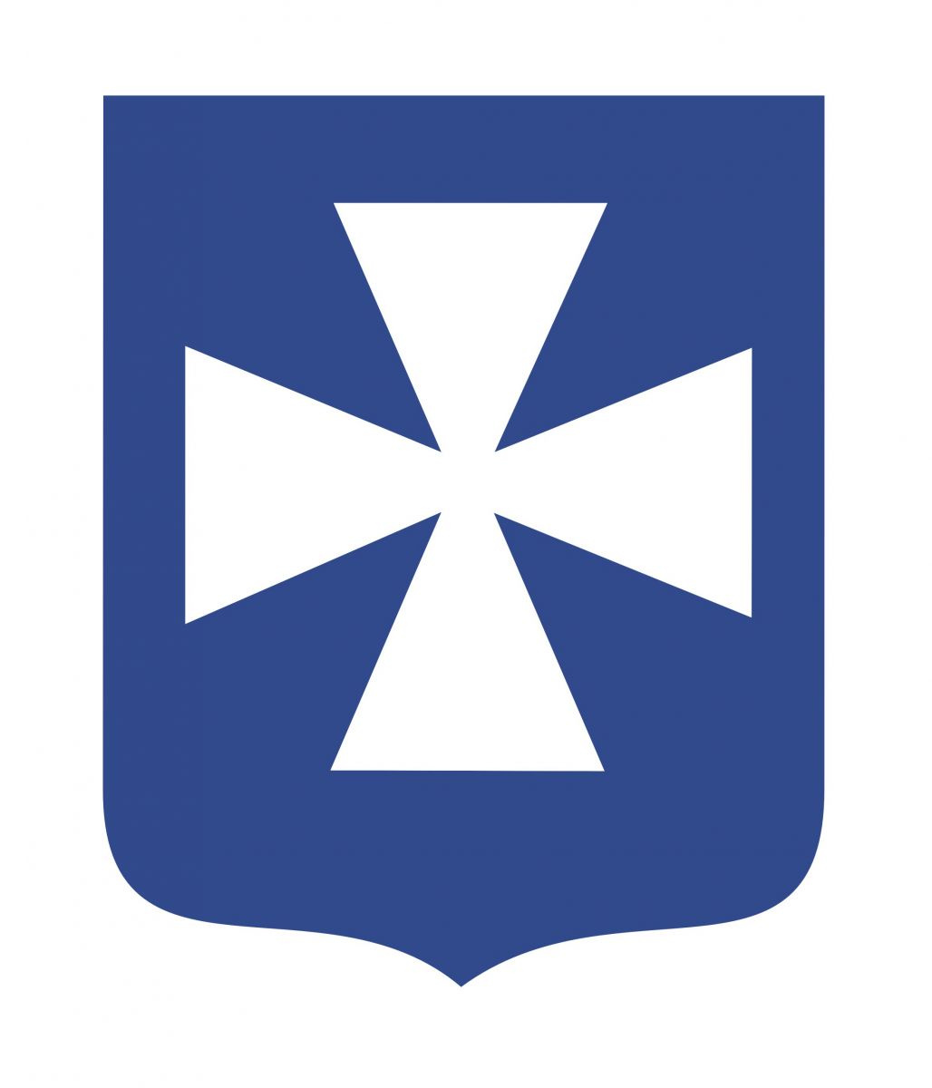 herb miasta Rzeszowa srebrny krzyż kawalerski na niebieskim polu