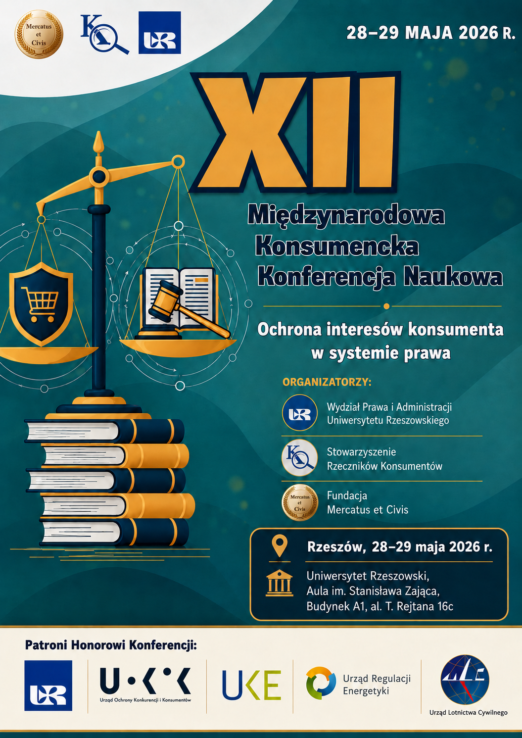 Plakat XII Międzynarodowej Konsumenckiej Konferencji Naukowej pt. "Ochrona interesów konsumenta w systemie prawa"