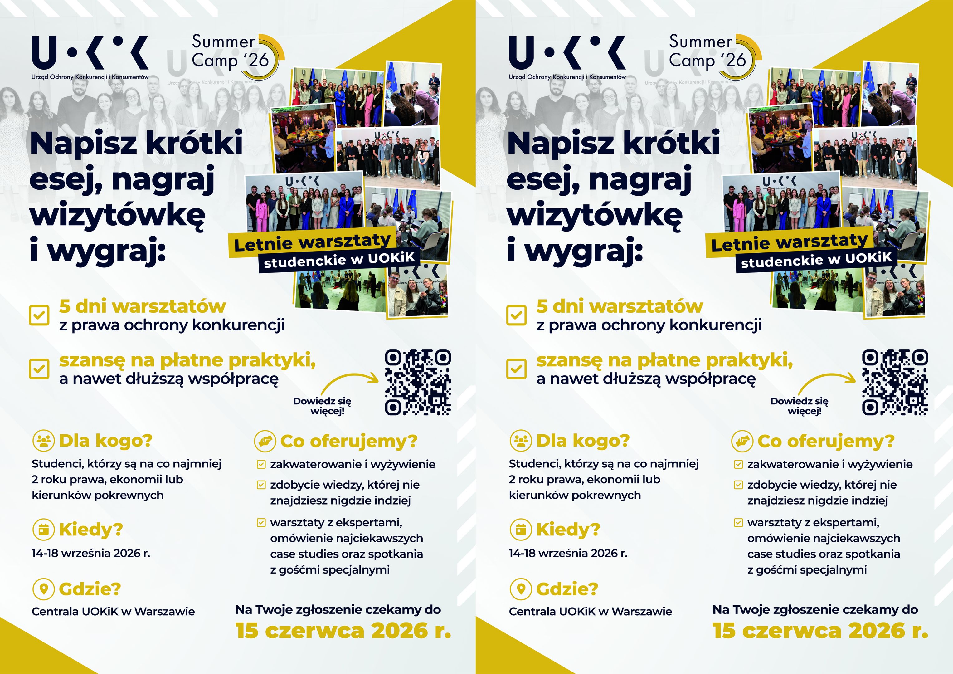 Grafika na temat letnich warsztat&oacute;w studenckich organizowanych przez UOKiK