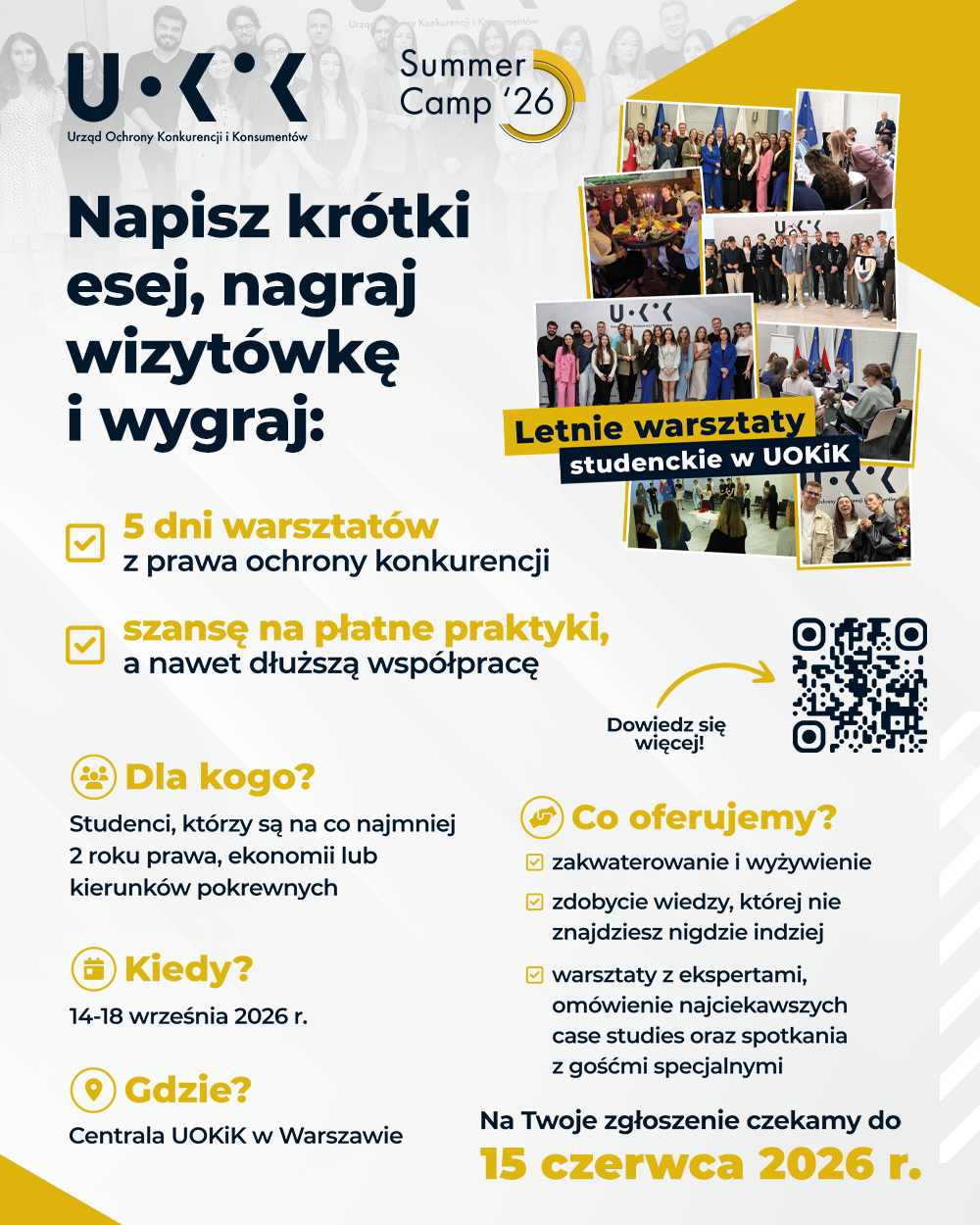 Plakat letnich warsztat&oacute;w studenckich organizowanych przez UOKiK