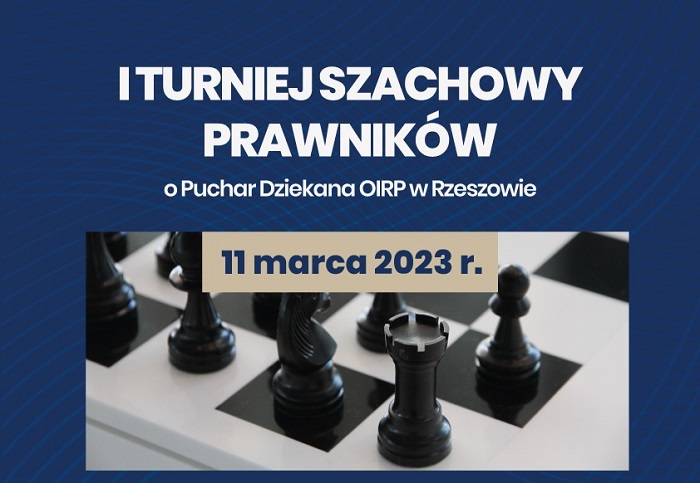 Plakat turniej szachowy prawników o Puchar Dziekana OIRP w Rzeszowie