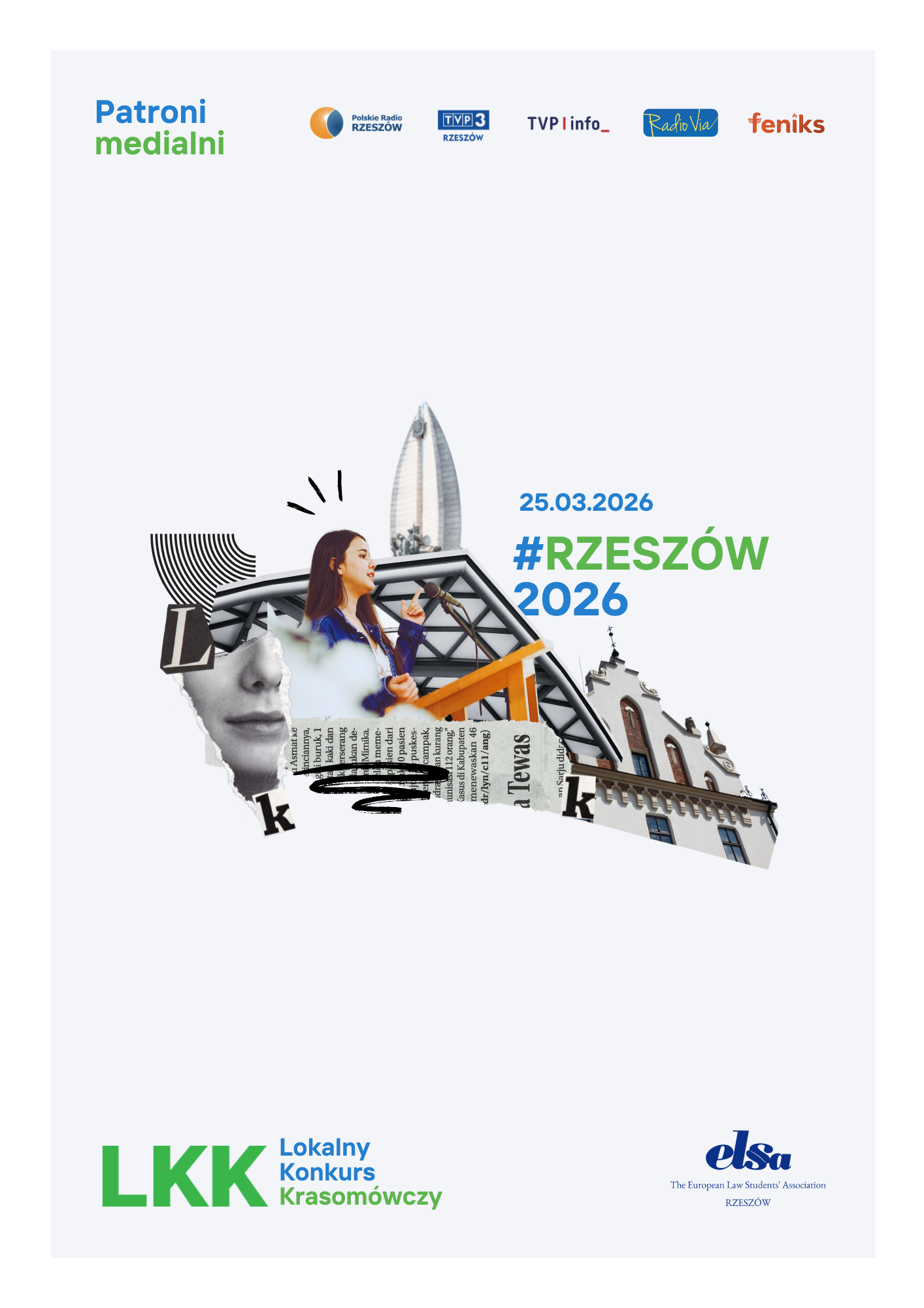 Grafika promująca Lokalny Konkurs Krasom&oacute;wczy organizowany przez ELSA Rzesz&oacute;w