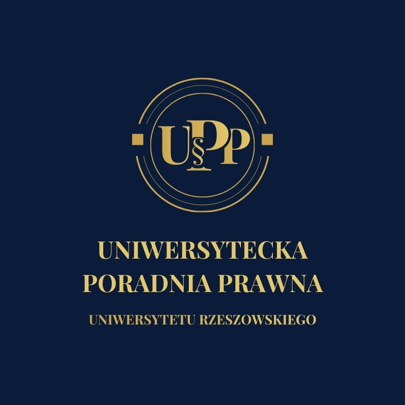 Obraz przedstawia logo i nazwę Uniwersyteckiej Poradni Prawnej (UPP) Uniwersytetu Rzeszowskiego