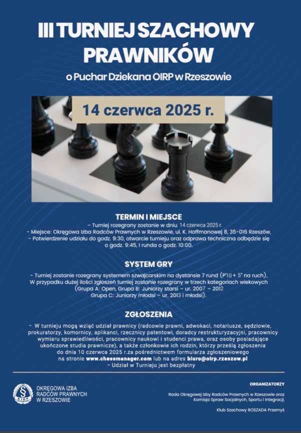 Grafika III Turnieju Szachowego Prawników o Puchar Dziekana OIRP w Rzeszowie